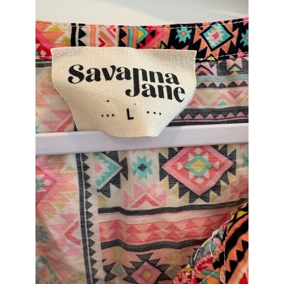 Savanna Jane Women's Multicolored Print Babydoll Top - Picture 7 of 9